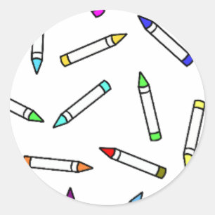 Sticker Rond Motif Crayon de dessin