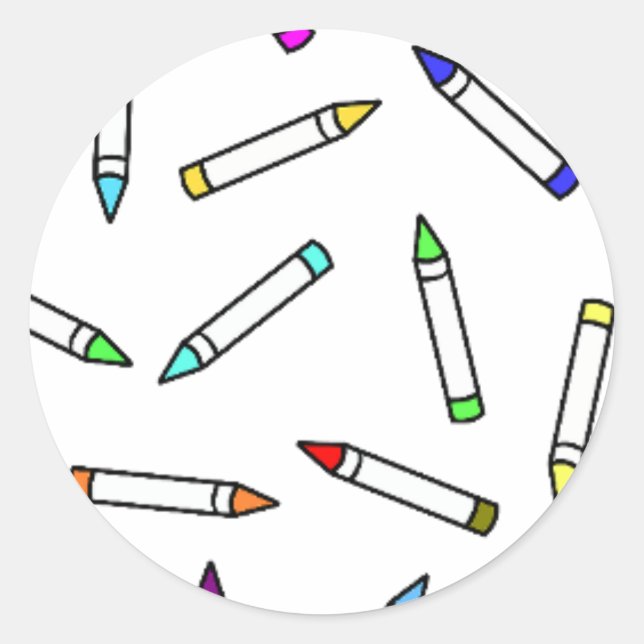Sticker Rond Motif Crayon de dessin (Devant)