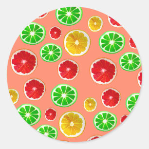 Sticker Rond Motif d'agrumes de fruits juteux