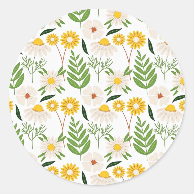 Sticker Rond Motif Daisy Springtime (Devant)