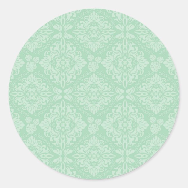 Sticker Rond Motif damassé vert (Devant)