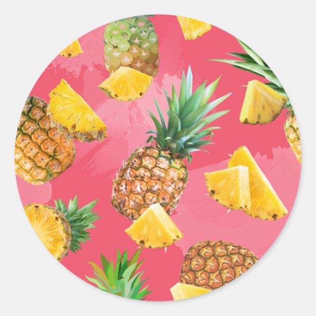 Sticker Rond Motif d'ananas 5 (Devant)