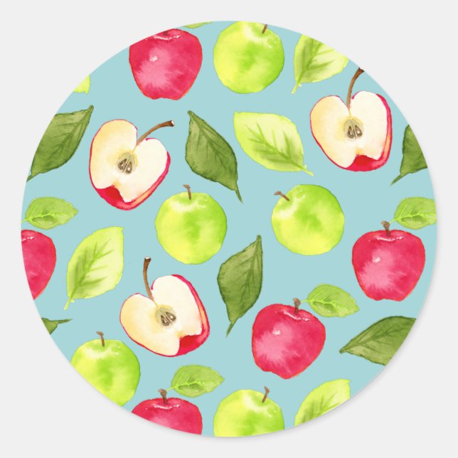 Sticker Rond Motif d'aquarelle aux fruits de pomme (Devant)