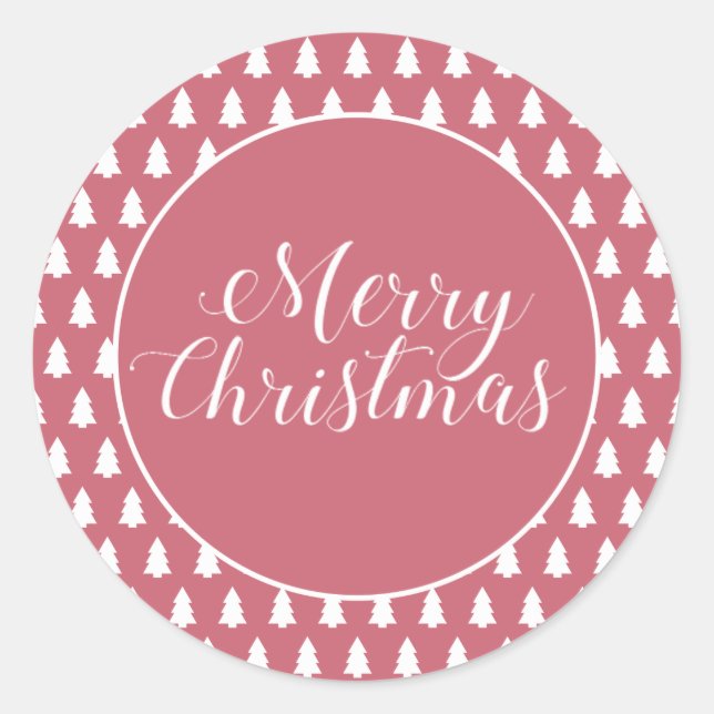 Sticker Rond Motif d'arbre de Noël blanc Rouge Noël blanc (Devant)