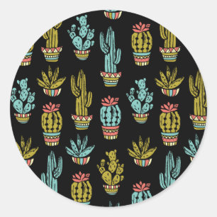 Sticker Rond Motif Dark Grunge Cactus