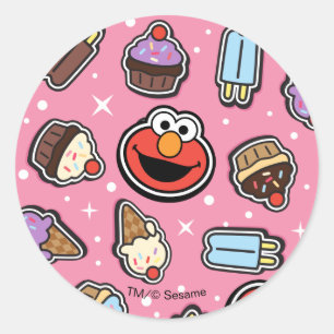 Sticker Rond Motif d'autocollant Elmo Sweet Treat