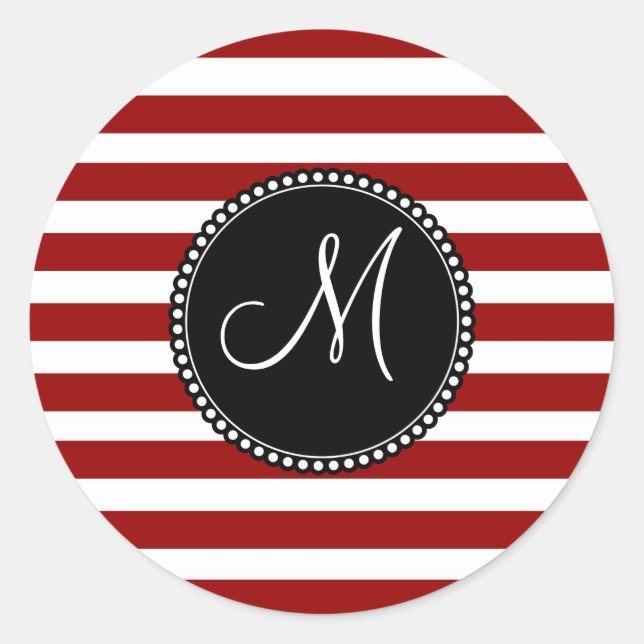 Sticker Rond Motif de bandes horizontales rouges et blanches (Devant)