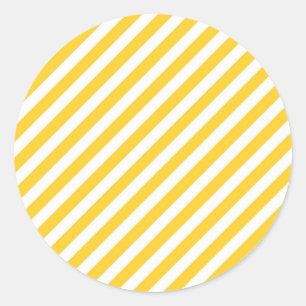 Sticker Rond Motif de bandes jaunes et blanches diagonales 
