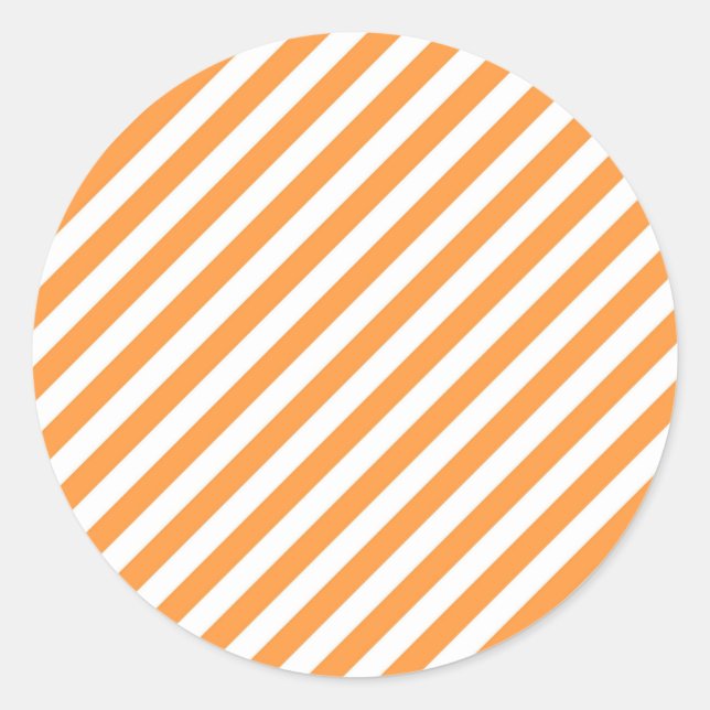 Sticker Rond Motif de bandes orange et blanc diagonales (Devant)