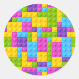 Sticker Rond Motif de blocs de construction en plastique