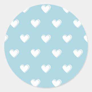 Sticker Rond Motif de cœur simple mignon bleu blanc