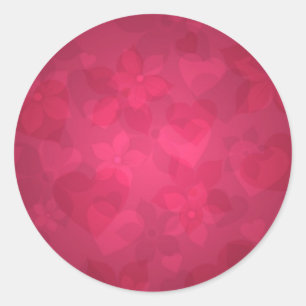 Sticker Rond Motif De Coeurs, Motif De Fleurs, Rose