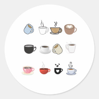 Sticker Rond Motif de conception de cafés Mugs