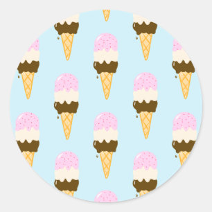 Sticker Rond Motif de cône de glace napolitain