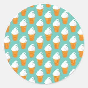 Sticker Rond Motif de cône de glace vanille