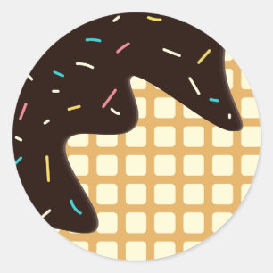 Sticker Rond Motif de cône d'été Crème glacée Chocolat Scratate