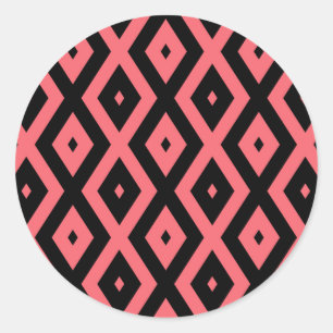 Sticker Rond Motif de corail et de diamant noir