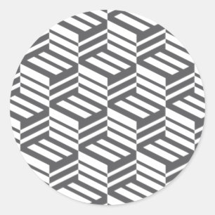 Sticker Rond motif de cube géométrique moderne, urbain et dyn