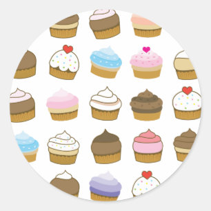 Sticker Rond motif de cupcake
