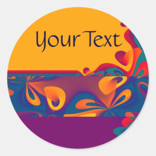 Sticker Rond Motif de design graphique - orange violet + votre