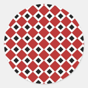 Sticker Rond Motif de diamant rouge, blanc, noir