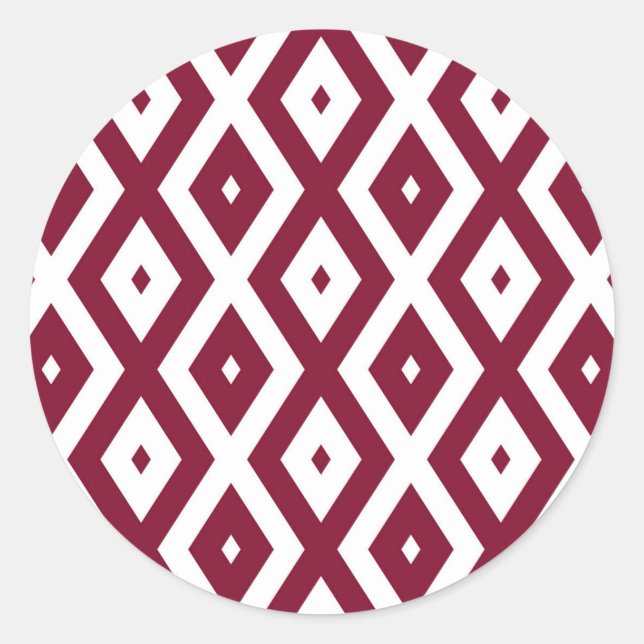 Sticker Rond Motif de diamants de Bourgogne et blanc (Devant)