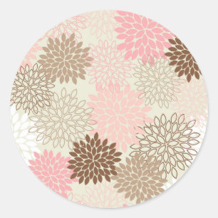Sticker Rond Motif De FEMME Rose Et Brown
