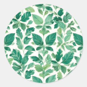 Sticker Rond Motif de feuillage vert luxuriant