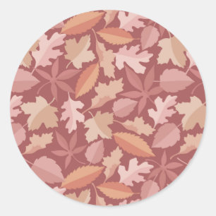 Sticker Rond Motif de feuilles de Marsala