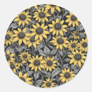 Sticker Rond Motif de fleur Suzanne jaune à oeil noir