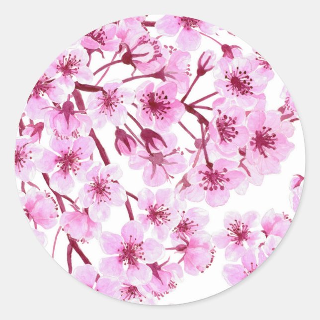 Sticker Rond Motif de fleurs de cerisiers (Devant)