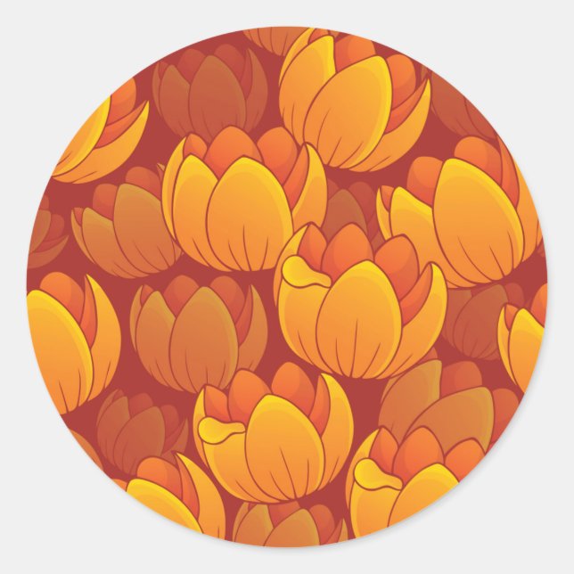 Sticker Rond Motif de fleurs d'or (Devant)
