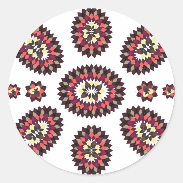 Sticker Rond Motif de fleurs Mandala (Devant)