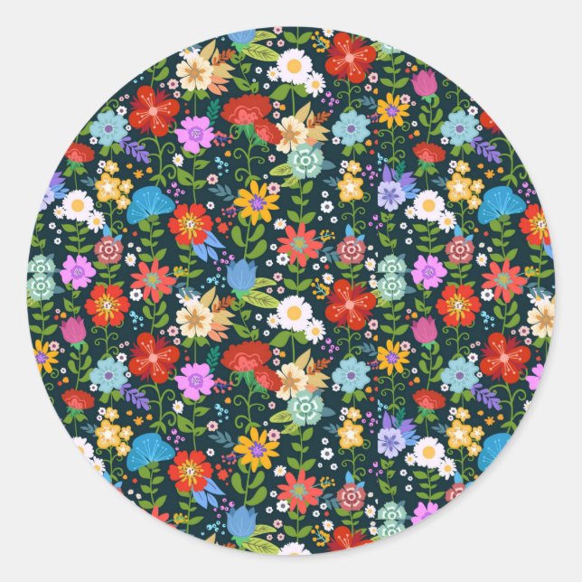 Sticker Rond Motif de fleurs sans soudure Ditsy-13554 (Devant)