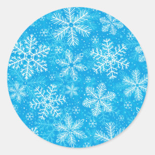 Sticker Rond Motif de flocons blancs