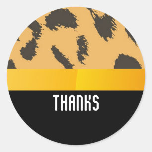 Sticker Rond Motif de fourrure de léopard Merci
