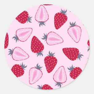 Sticker Rond Motif de fraises