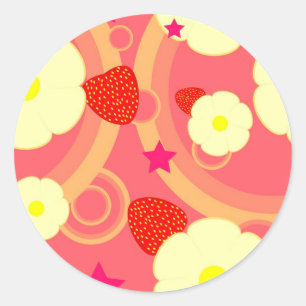 Sticker Rond Motif de fraises 2