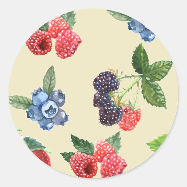 Sticker Rond Motif de framboise d'aquarelle (Devant)