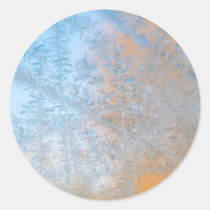 Sticker Rond Motif de givre délicat, Wisconsin