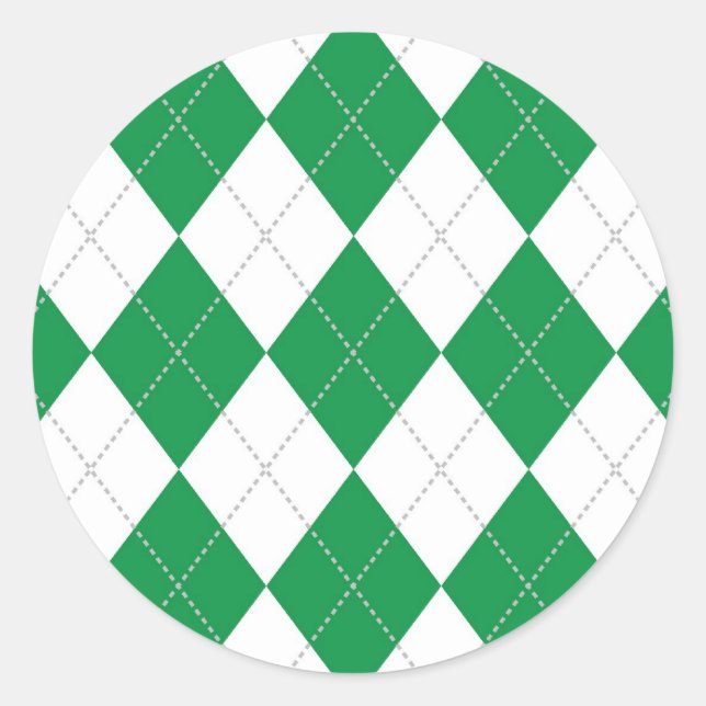 Sticker Rond Motif de Jacquard vert et blanc (Devant)