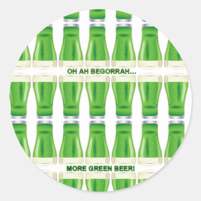 Sticker Rond Motif de la bière verte St. Patrick (Devant)