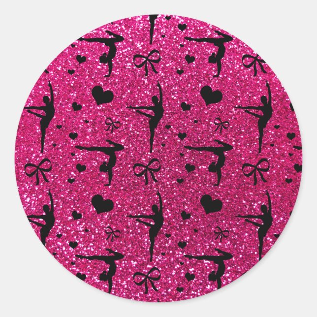 Sticker Rond Motif de la parties scintillant de gymnastique ros (Devant)