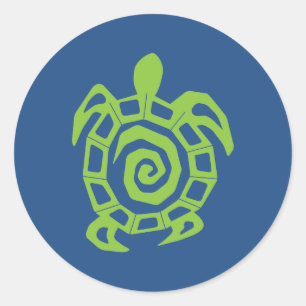 Sticker Rond Motif de la tortue verte