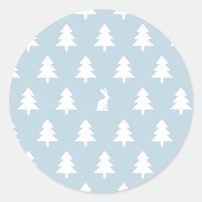 Sticker Rond Motif de lapin d'hiver (Devant)