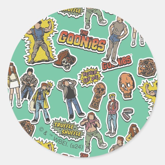 Sticker Rond Motif de l'autocollant rétro Goonies (Devant)
