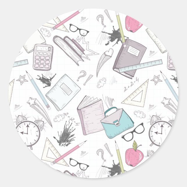 Sticker Rond Motif de l'école enseignant à la mode Cute (Devant)
