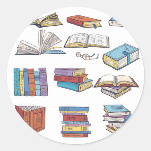 Sticker Rond Motif de livre
