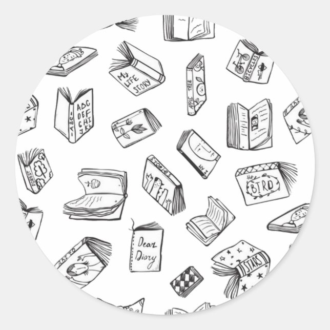 Sticker Rond Motif de livre (Devant)