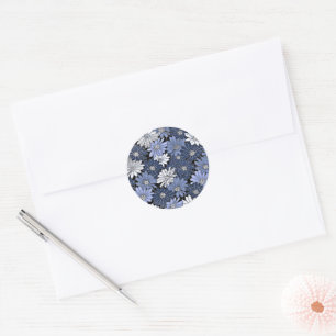Sticker Rond Motif de marguerite bleu et blanc